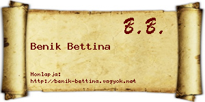 Benik Bettina névjegykártya